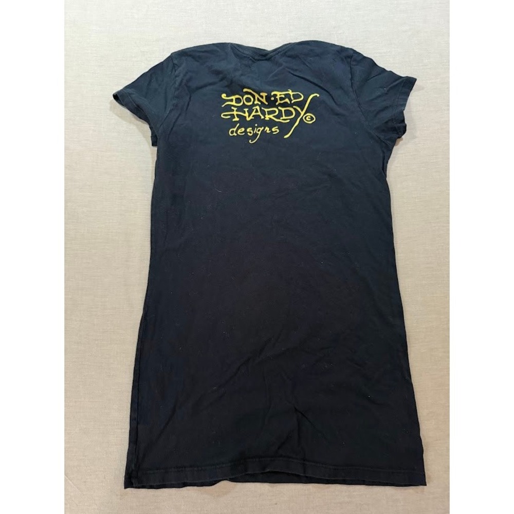 Ed Hardy Love Dies Hard Skull Heart Tattoo Graphic Black Tee Womens‎ M USA Y2K. - Picture 6 of 8